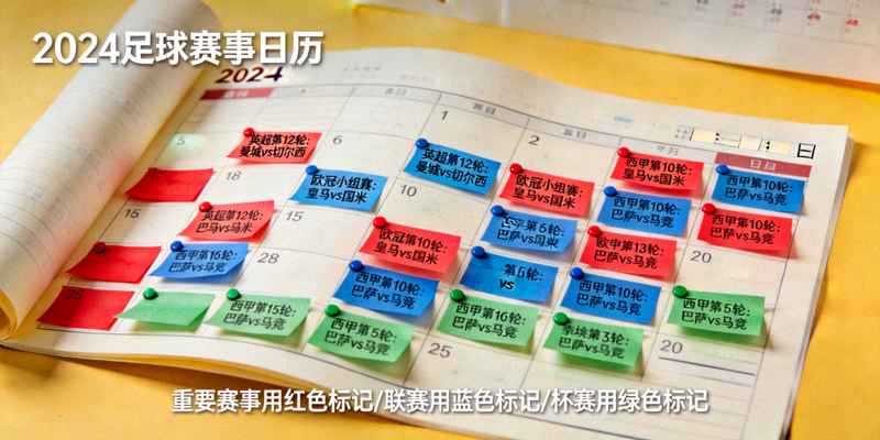 日历上标记着密集的足球赛事日程