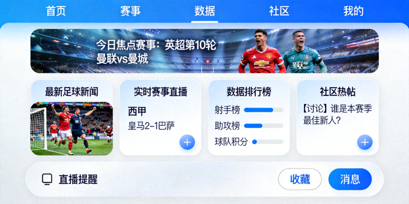 一个集成所有足球内容的现代化数字平台界面